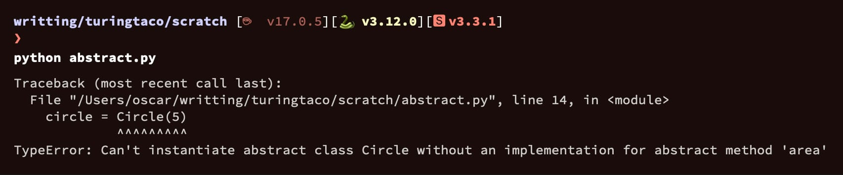 python reporting that an abstract class can't be instantiated.